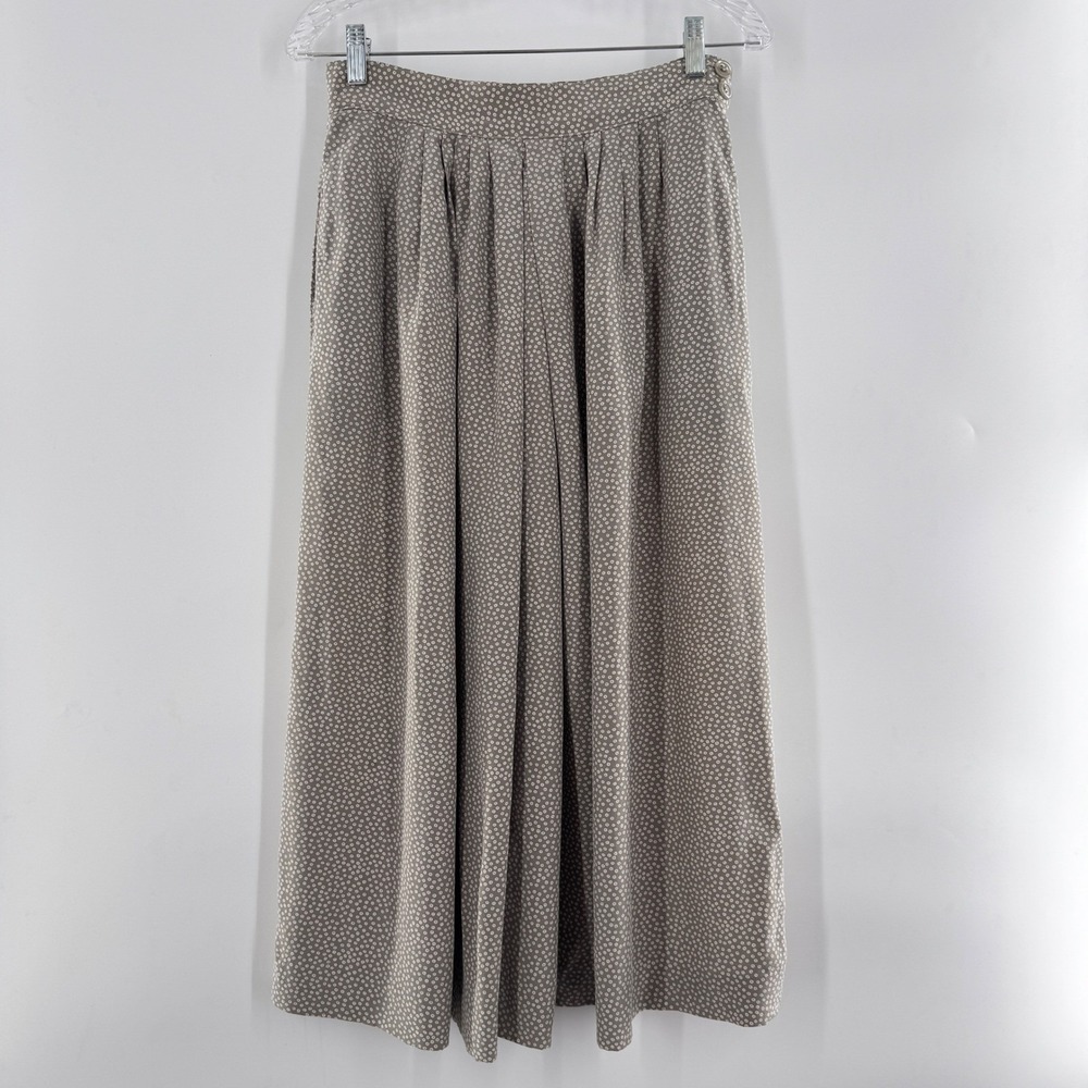 Vintage Rodier Silk Polka Dot Pleated Midi Skirt Made in France Size 42 (US M)